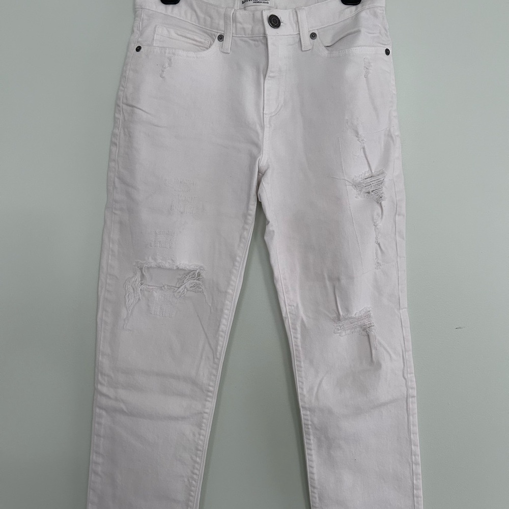 White Distressed Crop Skinny Jeans